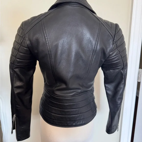 All Saints Leather Jacket Halley Biker US2 UK6 - Picture 5 of 7